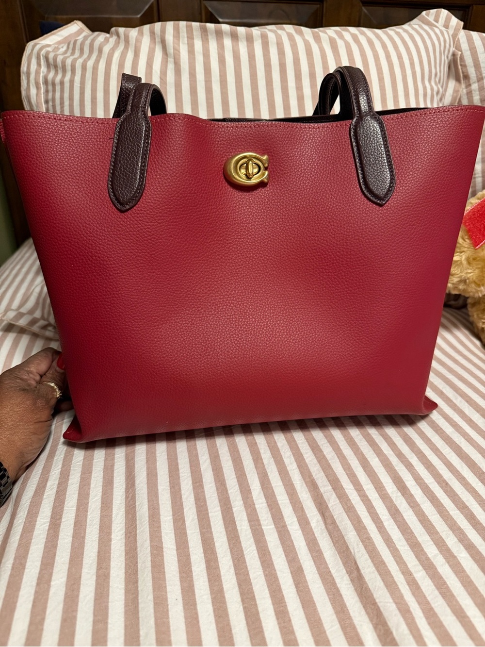 Coach Red Leather Tote - Picture 3 of 9